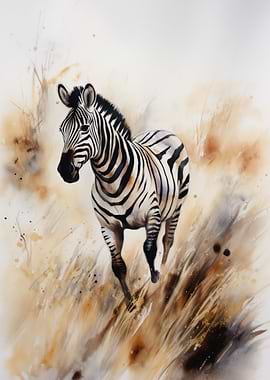 Zebra Watercolor Painting
