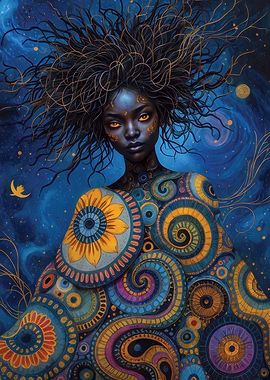 Mystical Woman with Ornate Design