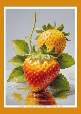 Yellow Strawberry Close-up Painting