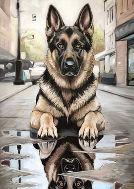 German Shepherd Reflection