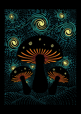 Starry Mushroom Night Sky