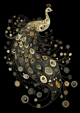 Gold and White Peacock Art