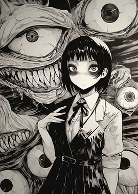 Anime Girl with Monster