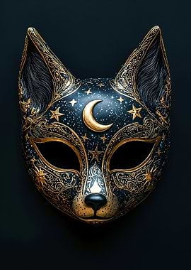 Black and Gold Cat Mask