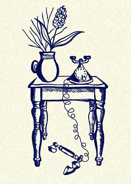 Vintage Phone and Flowers