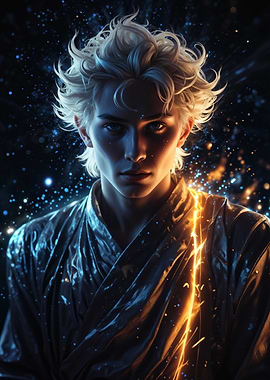 Young Man with Glowing Energy