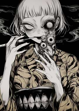 Creepy Anime Girl with Eyes