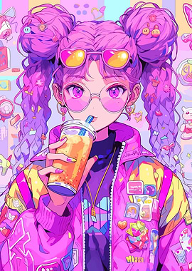 Anime Girl with Pink Hair