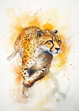 Cheetah Watercolor Painting