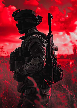 Silhouetted Soldier