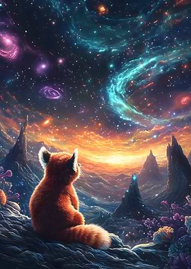 Red Panda and Cosmic sky