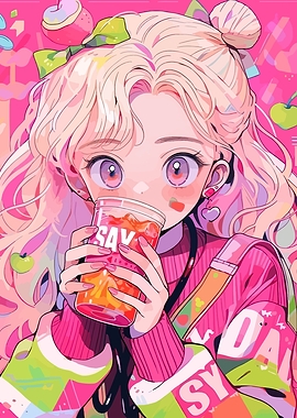 Anime Girl Drinking