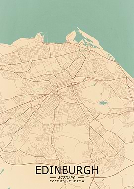 Edinburgh Vintage City Map