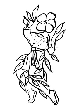 Floral Figure Line Art