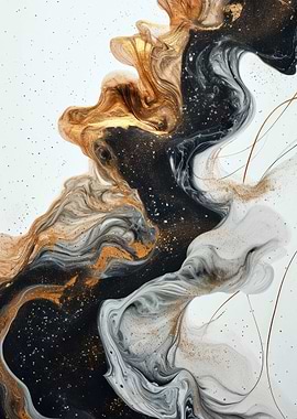 Abstract Gold and Black Swirls