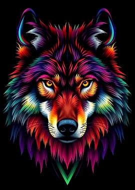 Neon Wolf Portrait
