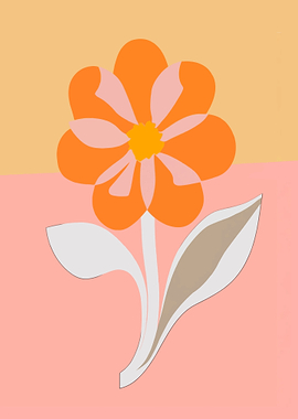 Pastel Flower Poster - Orange Flower Illustration