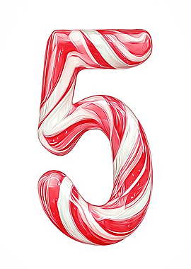 Advent Calendar Candy Cane Number 5 five