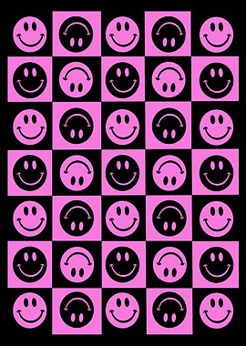 Checkerboard Smiley Face Pattern