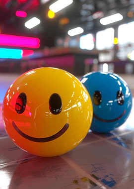 Smiling Yellow and Blue Balls