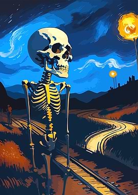 Skeleton Starry Night