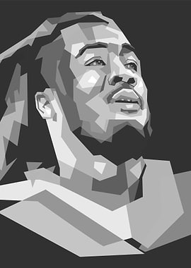 Man Looking Up in Black and White