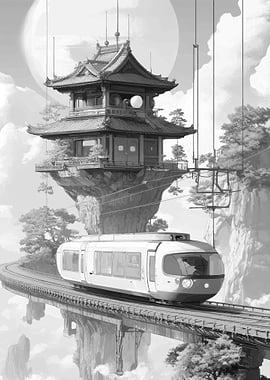 Japanese Train in the Clouds