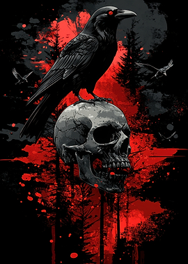 Raven on Skull