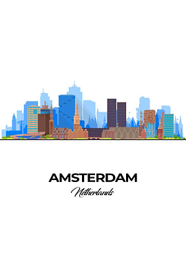 Amsterdam Skyline Illustration