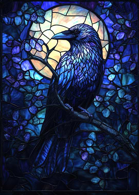 Stained Glass Raven