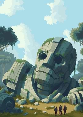 Ancient Overgrown Mech - Pixel Art