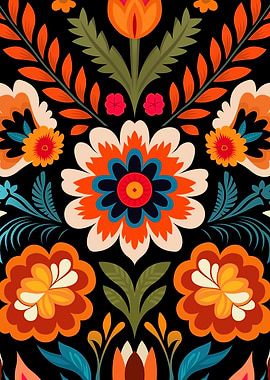 Aesthetic Vintage Flowers Retro Colorful Floral Art