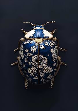 Blue and White Beetle