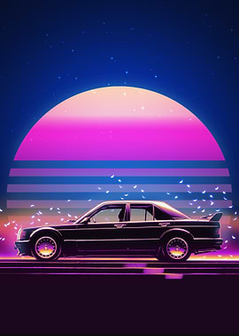 Mercedes 190 Evo Retro Sunset