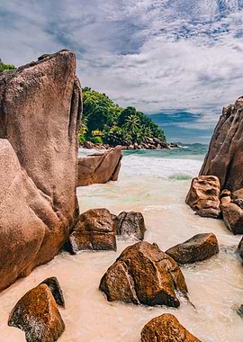 Tropical Beach with Granite Rocks
