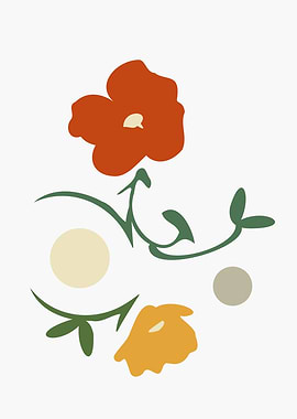 Minimalist Floral Harmony in Red and Yellow