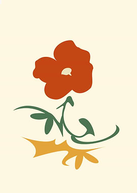 Elegant Floral Simplicity in Red and soft yellow