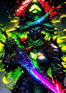 Warrior with Rainbow Sword