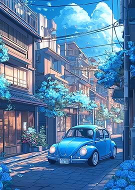 Blue Beetle in Japanese Street