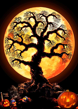 Halloween Tree and Moon