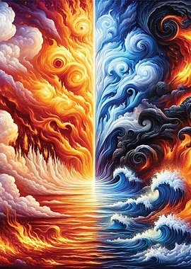 Fire and Water Abstract