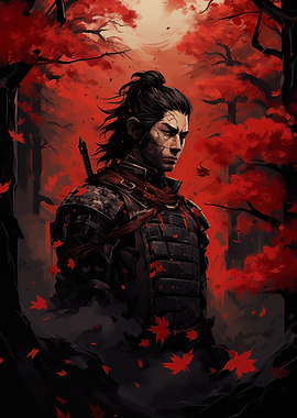 Samurai in Red Forest