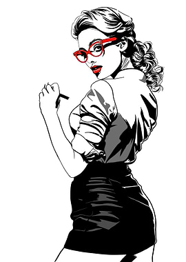 Woman in Red Glasses