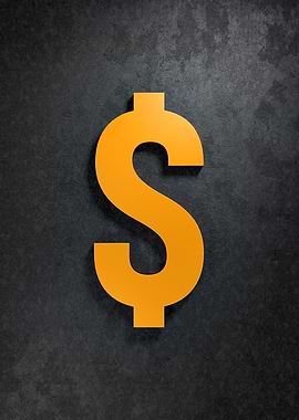 US Dollar Sign on a dark rough background