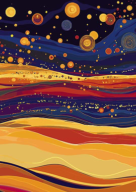 Desert Night Sky Gustav Klimt Style