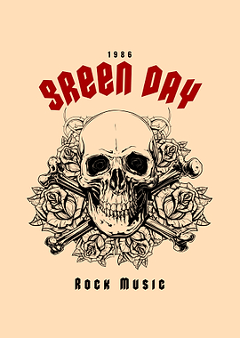 Green Day Skull & Roses