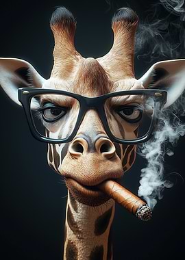 Cool Giraffe with Cigar