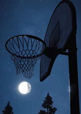 Basketball Hoop Under Night Sky