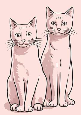 Two Cats Illustration