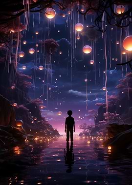 Silhouette in a Dreamy Landscape